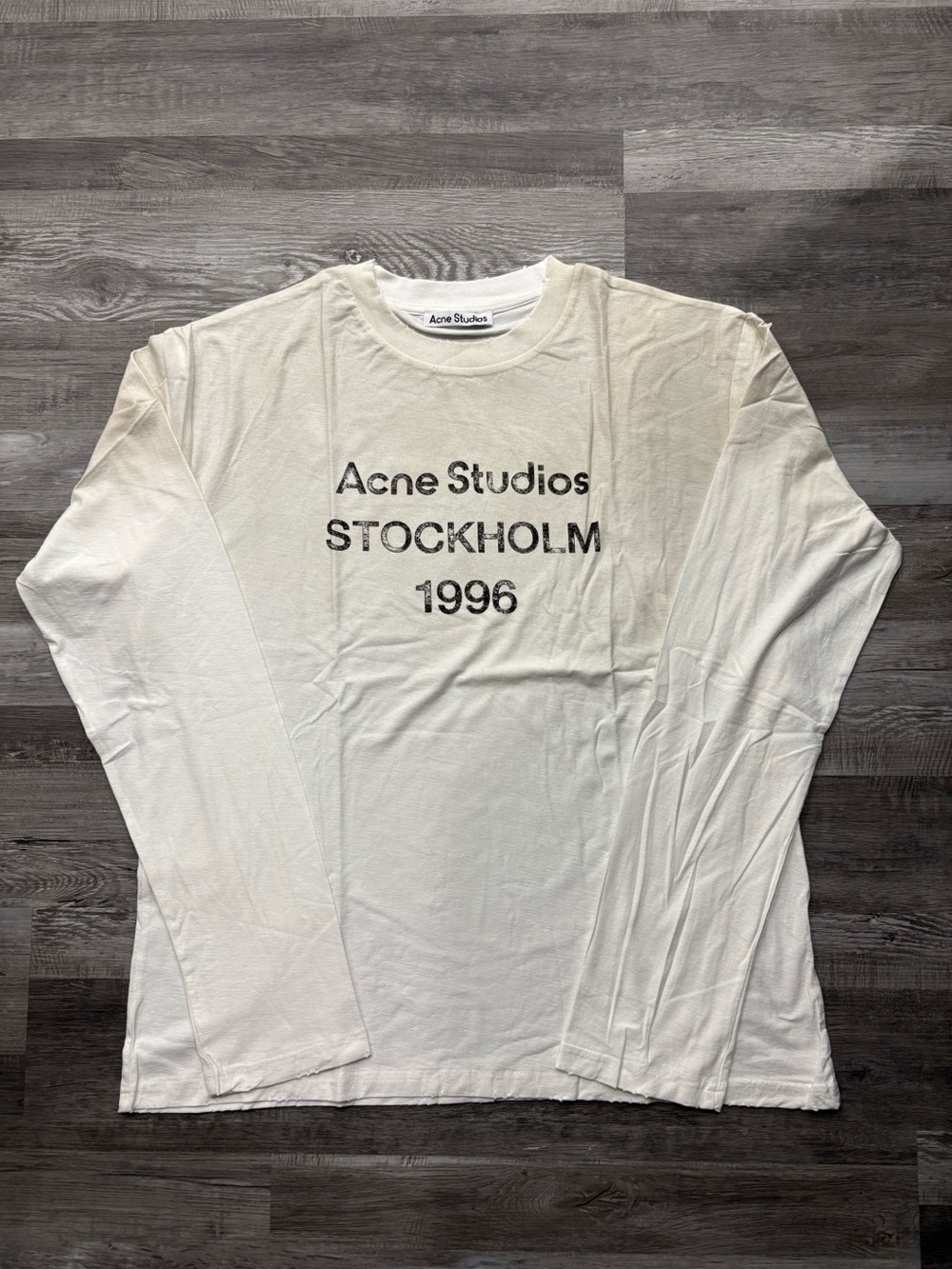 Acne Studios White Long Sleeve Tee with Black Logo